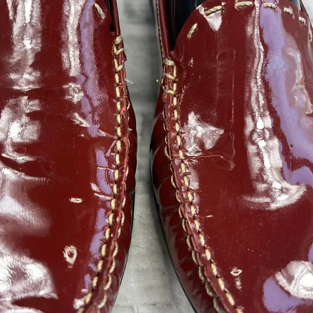 Talbots Women's Size 7 B Red Patent Leather Slip On Loafers Shoes